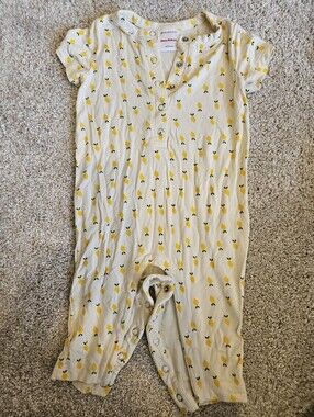 Hanna Andersson Yellow Lemon Print Cream  Bamboo Pajama Sleeper